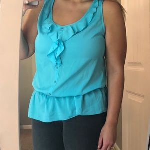 Cato Turquoise Peplum Top Sz L